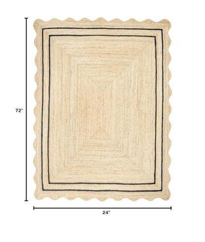 RUGSWEAVE Wave Scalloped Jute Runner Handwoven Hallway Runner Black 2'x6' - color: Black, size: 2'x6'