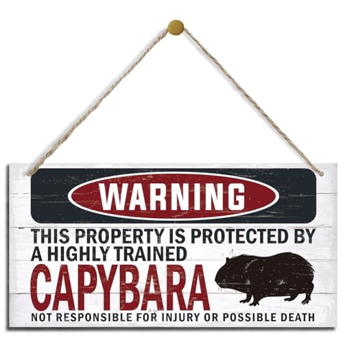 Warning Sign, Capybara Warning Wood Plaque Sign, Funny Door Signs, Decorative Wood Hanging Suspension Plaque, Farmhouse Wooden Wall Decor, Outdoor Hanging Wooden Signs - color: CAPYBARA