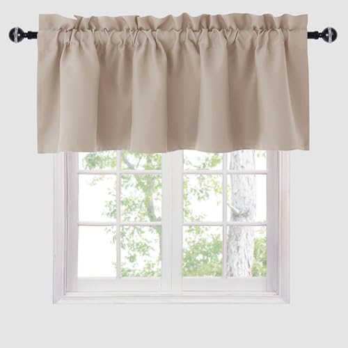 Hiasan Camel Valance Curtains for Window 42 x 12 Inches 1 Panel - color: Camel, size: 42"W x 12"L (Pack of 1)