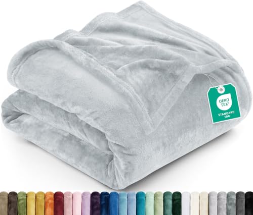 Utopia Bedding Soft Fleece Bed Blanket Throw Size Light Grey (50x60 Inch) - color: Light Grey, size: Throw (50x60 Inch)