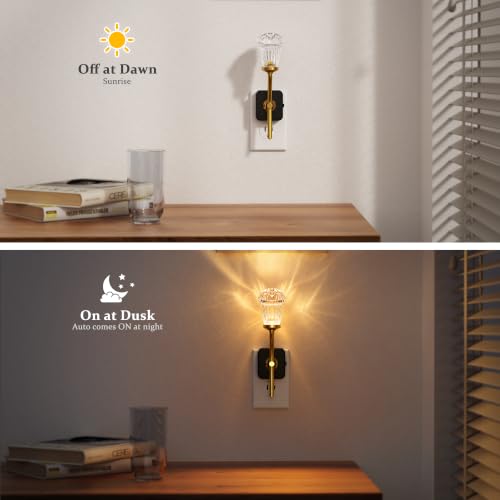 JandCase Night Light, Night Lights Plug into Wall, Glass Flower Nightlight - color: Calla lily
