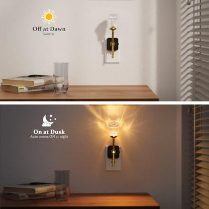 JandCase Night Light, Night Lights Plug into Wall, Glass Flower Nightlight - color: Calla lily