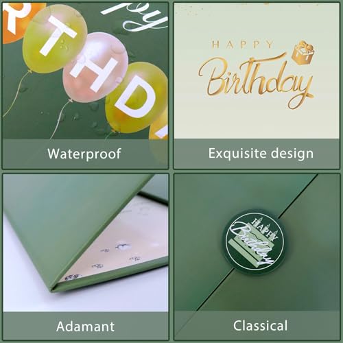 Crenics Green and Gold Birthday Guest Sign in Book Alternative 18" x 12" - color: Green & Gold