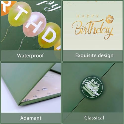 Crenics Green and Gold Birthday Guest Sign in Book Alternative 18" x 12" - color: Green & Gold
