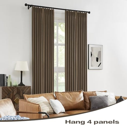 DUALIFE Chocolate Brown Pinch Pleated Blackout Curtains 84 Inches Long, Back Tab with Hooks, Linen Full Black Out Thermal Insulated Track Curtain for Bedroom Living Room,40" Wx84 L, 2 Panels - color: Chocolate Brown, size: 40"W x 84"L (Pack of 2)