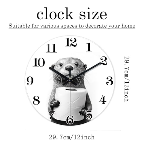 XNM Funny Bathroom Wall Clocks Battery Operated 12 Inch - color: Black4, size: 12 Inch