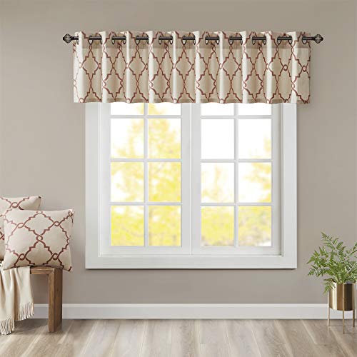 Madison Park Light Filtering Fretwork Print Valance, 50x18 Beige/Spice - color: Spice, size: 18"W x 50"L (Pack of 1)