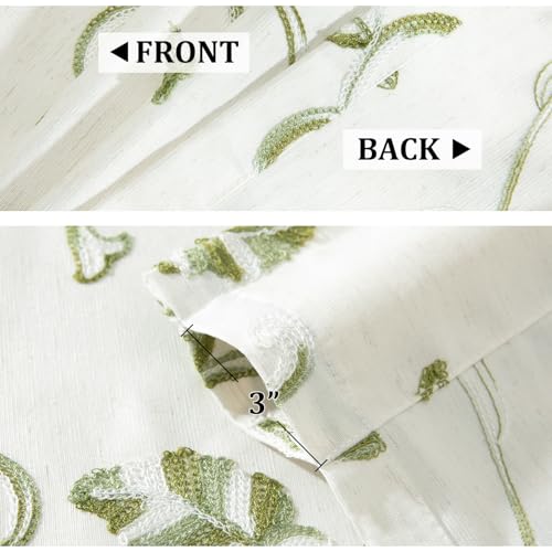 VOGOL Green Vine Embroidered Valance, Linen Texture, 60 x 18 Inches - color: Green, size: 60"W x 18"L (Pack of 1)