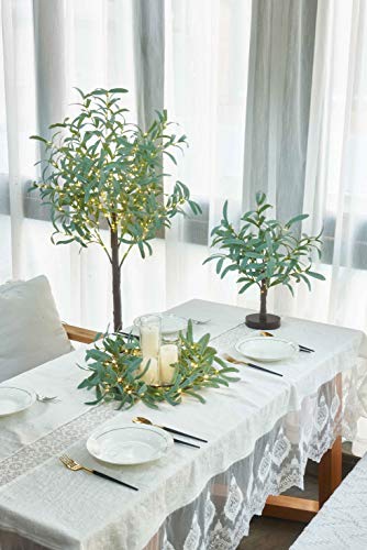 LITBLOOM Lighted Olive Garland Battery Operated with Timer 96 Fairy Lights 6FT, Artificial Greenery Twig Vine Lights for Christmas Spring Fireplace Mantle Decoration Indoor Outdoor - style: Olive