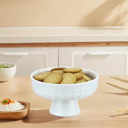 EIKS Ceramic Footed Bowl Display Stand Plate, (Dia. 5-inch) - size: Dia. 5-inch