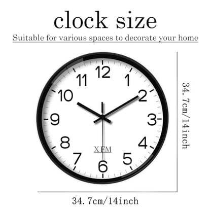 XFM Black Silent Wall Clocks Battery Operated 14 Inch - color: Black, size: 14 Inch-1pcs