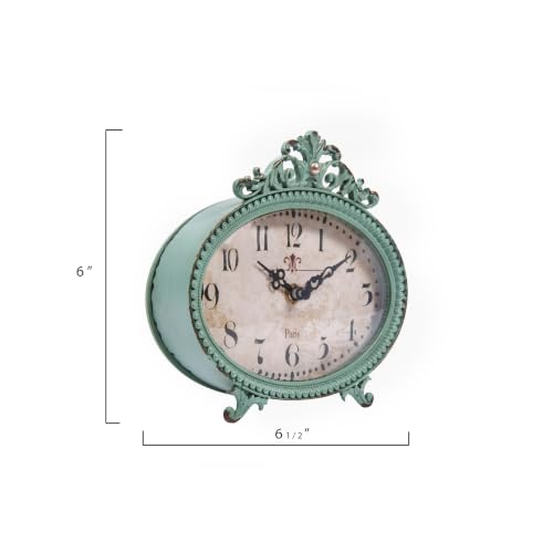 Creative Co-Op Decorative Antiqued Pewter Mantel Clock, Aqua Blue Finish - color: Aqua Blue
