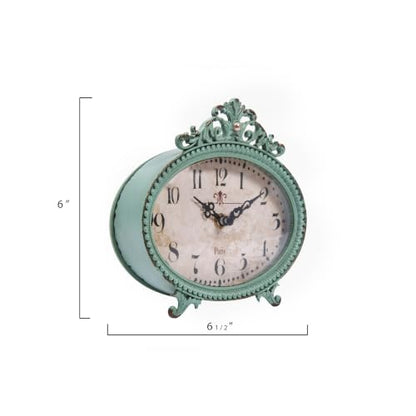 Creative Co-Op Decorative Antiqued Pewter Mantel Clock, Aqua Blue Finish - color: Aqua Blue