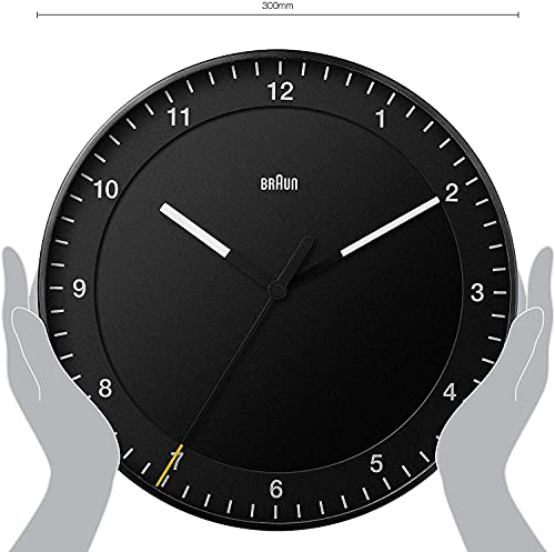 Braun Classic Mixed Analogue Wall Clock Home Gift Bundle with Silent Sweep Movement, Easy to Read, 30cm Diameter in Black + White, Model BC17B, BC17W (2 Pack) - size: 2 Pack Black/White