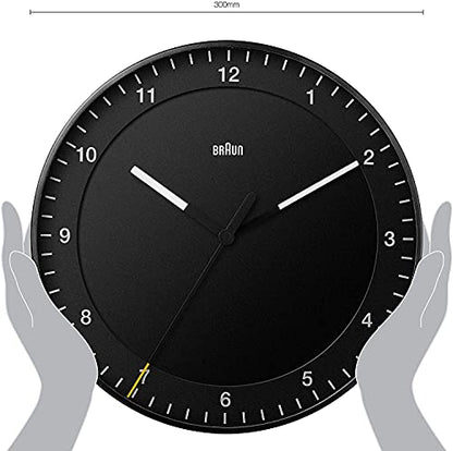 Braun Classic Mixed Analogue Wall Clock Home Gift Bundle with Silent Sweep Movement, Easy to Read, 30cm Diameter in Black + White, Model BC17B, BC17W (2 Pack) - size: 2 Pack Black/White