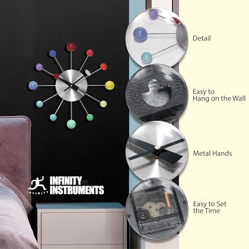 Infinity Instruments LTD. Orb Spoke Starburst Wall Clock, Rainbow, 15" - color: Rainbow