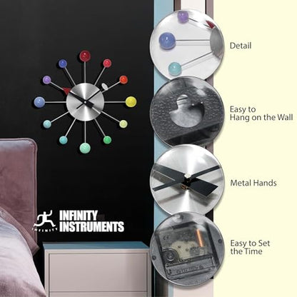 Infinity Instruments LTD. Orb Spoke Starburst Wall Clock, Rainbow, 15" - color: Rainbow