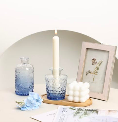 5pcs Blue Glass Bud Vase Set, Small Flower Vases for Centerpieces - color: Blue, size: 5pcs