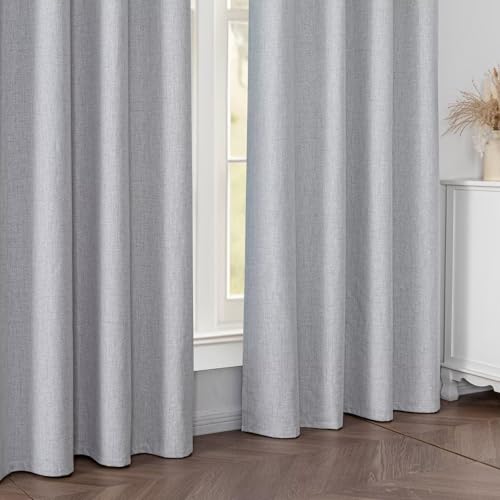 100% Blackout Curtains 84 inch Length Faux Linen (W37 x L84, White) - color: White, size: 37"W x 84"L (Pack of 2)