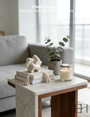 Knot Decor 3 Link 4.7 Inch, Resin Travertine Stone Decor