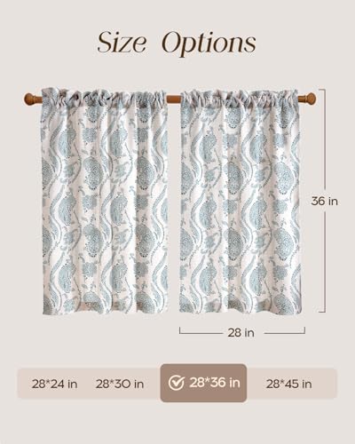 Miss Adola 36 Inch Length Kitchen Tier Curtains, Blue Farmhouse - color: Blue Farmhouse, size: 28"W x 36"L (Pack of 2)