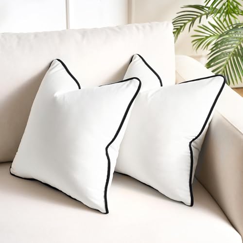 White Throw Pillow Cover Velvet Cushion Covers 16x16 Pillow Covers Set of 2 Soft Luxury Throw Pillow Cover Boho Double-Colored Cushion Case with Invisible Zipper for Couch Sofa Bedroom Car Decor - color: White, size: 16" x 16" (Pack of 2)