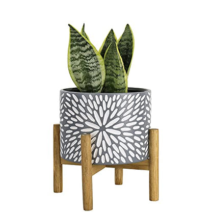 LA JOLIE MUSE Ceramic Planter for Plant, 8 Inch Indoor Planter with Stand - color: Gray