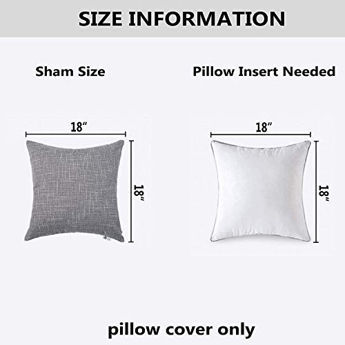 Kevin Textile Faux Linen Square 2 Tone Woven Throw Pillow Covers Sham Cushion Case for Car/Couch Use, 18-inch(2 Packs, Grey) - color: Gray, size: 18" x 18" (Pack of 2)