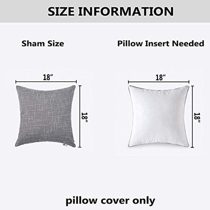 Kevin Textile Faux Linen Square 2 Tone Woven Throw Pillow Covers Sham Cushion Case for Car/Couch Use, 18-inch(2 Packs, Grey) - color: Gray, size: 18" x 18" (Pack of 2)