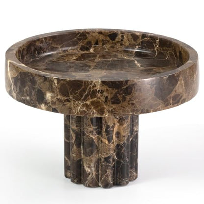 YMXYJM,Natural Marble Pedestal Tray,Decorative Tray,Brown - color: Brown