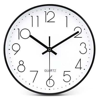 jomparis 10 Inch Black Wall Clock Battery Operated Silent & Non-Ticking Wall Clock Classic Clock for Home,Office,Bedroom, School - color: Black, size: 10 Inch
