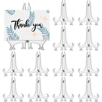 LonlyEagle 12 Pack 3 Inch Clear Plastic Easels or Stand/Plate Holders to Display Pictures or Other Items at Weddings, Plate Stands for Home Decoration, Birthdays, Tables - size: 3 inch