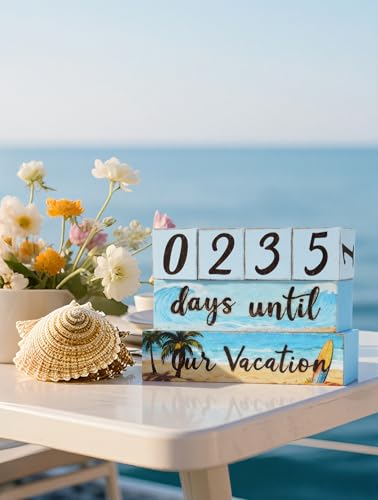 Vacation Countdown Wooden Tabletop Decor,Days Until Vacations Wood Sign For Indoor Home Decoration - size: Vacations
