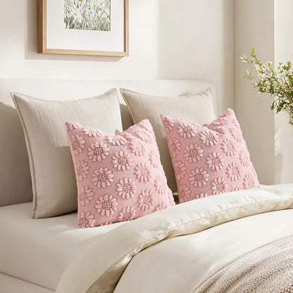 Spring Pillow Covers Sunflower 18x18 Set of 2 Pink - color: Pink, size: 18" x 18" (Pack of 2)