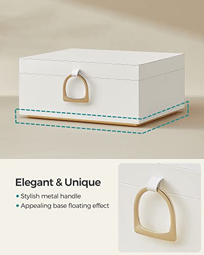 SONGMICS 2-Layer Jewelry Box with Handle, Removable Tray, Floating Effect - color: White