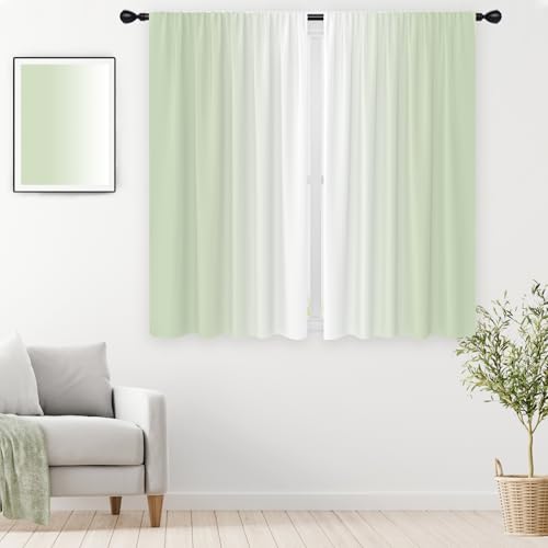 Sage Green Curtains, Ombre, 2 Panels, 42" W x 63" L, Rod Pocket - color: Sage Green, size: 42"W x 63"L (Pack of 2)
