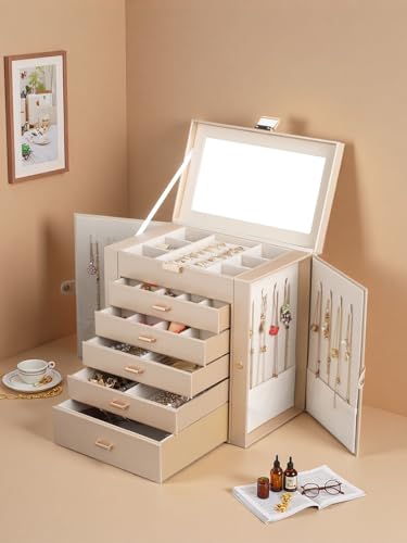 BOOVO Large Jewelry Box for Women 6 Layer - color: Champagne Gold, size: 6 Layer