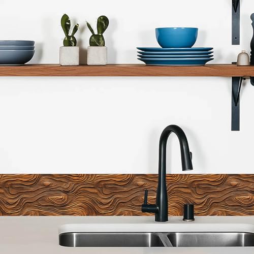 IVN Wallpaper Border Peel and Stick Wall Rustic Wood Grain 4x196 Inch - color: Rustic Wood Grain