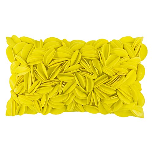KINGROSE Velvet 3D Floral Lumbar Throw Pillow Cover, York Yellow, 12x20 in - color: York Yellow - Velvet