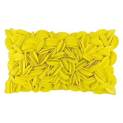 KINGROSE Velvet 3D Floral Lumbar Throw Pillow Cover, York Yellow, 12x20 in - color: York Yellow - Velvet