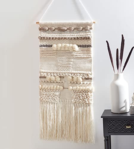 SAFAVIEH Home Collection Sedona Highwind Boho Tribal Ivory/Beige Woven Tapestry Hanging Wall Art