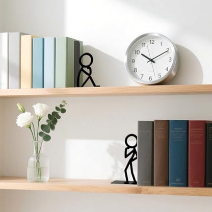 Metal Bookends Thinker People Book Ends for Shelves - color: Black - 1 Pair Thinker People