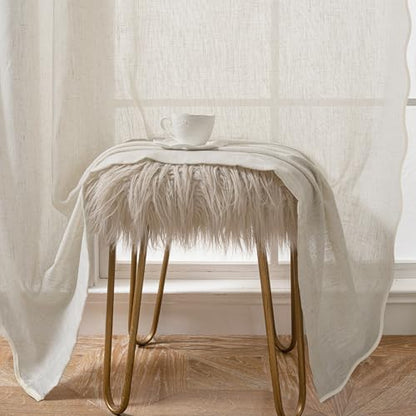 DriftAway Semi Sheer Scalloped Edge Linen Coastal Beach Window Curtains for Living Room Bedroom 2 Panels Rod Pocket Each Size 52 Inch by 72 Inch Taupe - color: Linen Taupe, size: 52"W x 72"L (Pack of 2)
