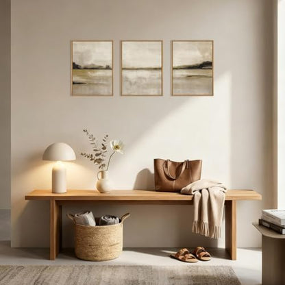 KAIRNE Neutral Abstrcat Landscape Framed Canvas Wall Art Set-12"x16"x3 - color: Textured Wall Art, size: 12"L x 16"W