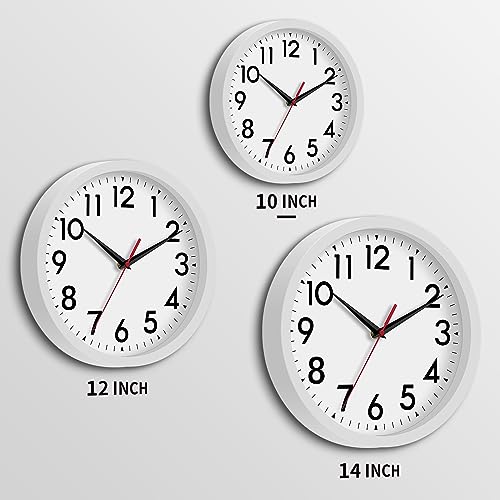 DAXSMY 10 Inch Wall Clock, Battery Operated Silent Non Ticking - color: C-white, size: 10"