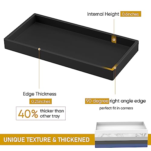 Bathroom Counter Tray,Silicone Vanity Tray for Soap Dispenser, Small+Large - color: Black, size: 7.8" x 3.9" x 0.8" + 10.6" x 5.1" x 0.8"