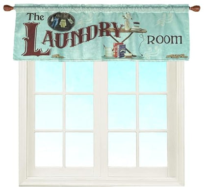 Laundry Room Rod Pocket Valance 58 x 18 Inches - color: Laundry, size: 58"W x 18"L (Pack of 1)