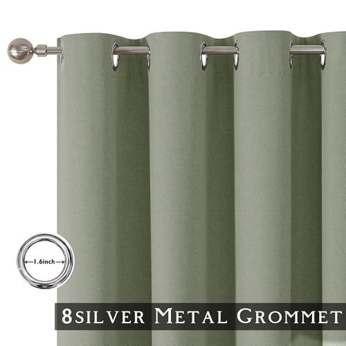ChrisDowa Sage Green Blackout Curtains 45 Inches Long 2 Panels for Bedroom - color: Sage Green, size: 52"W x 45"L (Pack of 2)