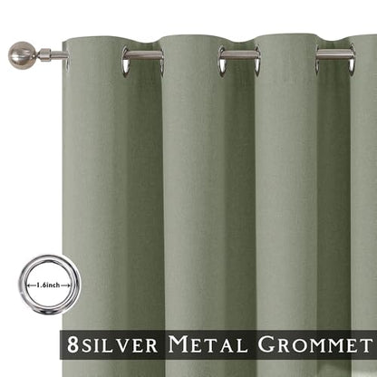 ChrisDowa Sage Green Blackout Curtains 45 Inches Long 2 Panels for Bedroom - color: Sage Green, size: 52"W x 45"L (Pack of 2)