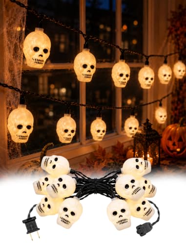 8.5FT Halloween Skull String Lights, Plug-in 10 LED Decor - color: Grimace String Lights